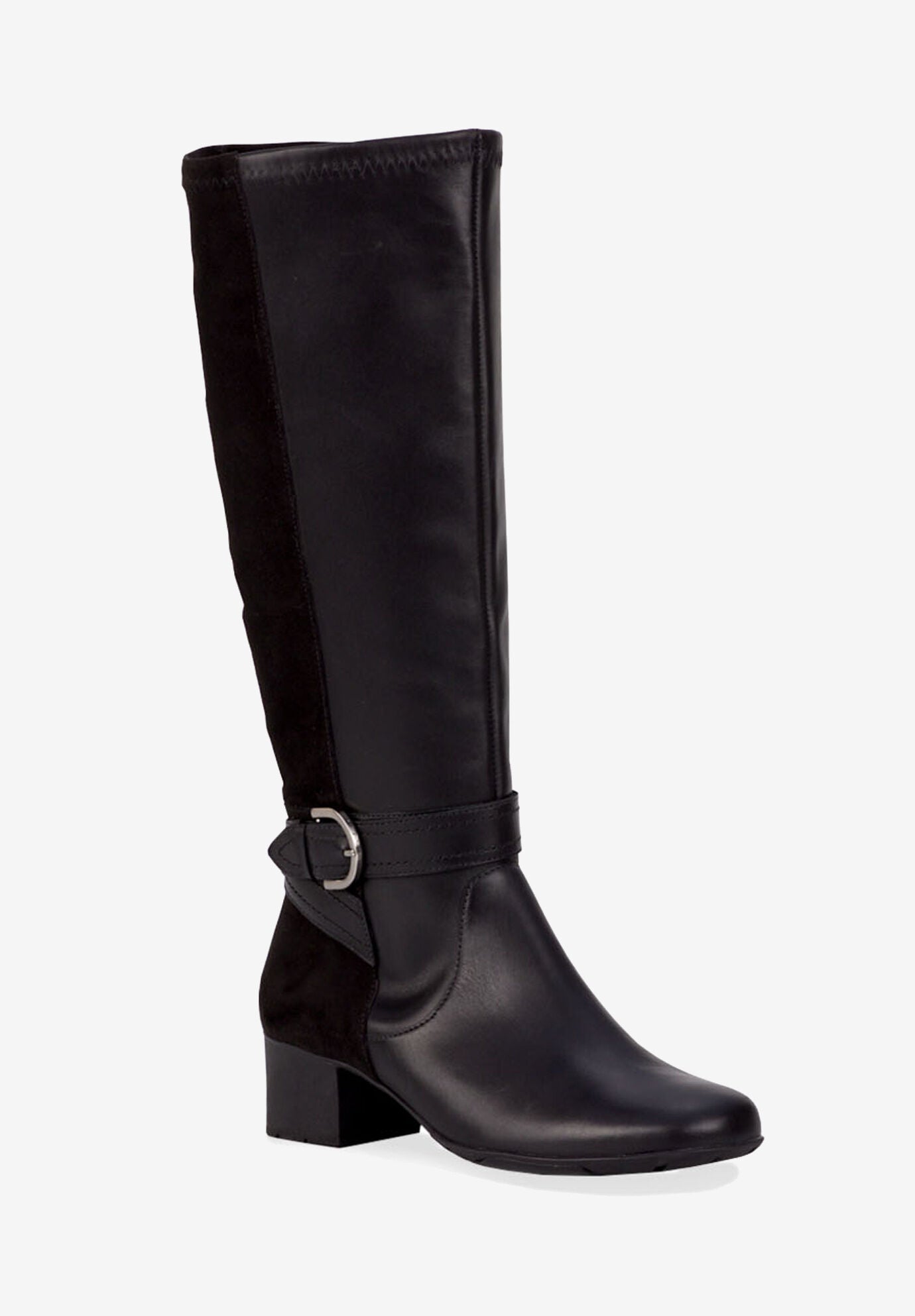 Max Wide Wide Calf Boot, BLACK LEATHER SUEDE, hi-res image number 0