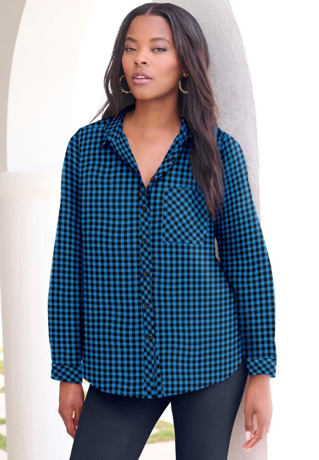 Classic Plaid Button-Front Shirt, , alternate image number 2