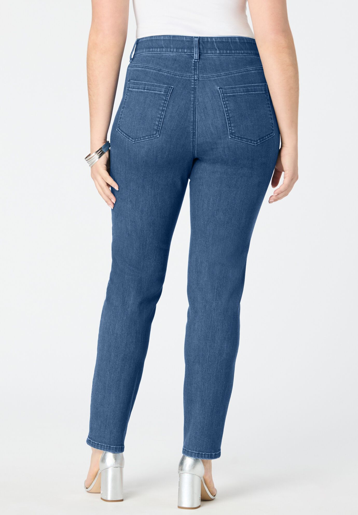 Plus Size High-Rise Tummy Control Straight-Leg Jeans, MEDIUM WASH, alternate image number 2