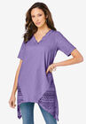 Lace-Inset Slub Tunic, VINTAGE LAVENDER, hi-res image number null
