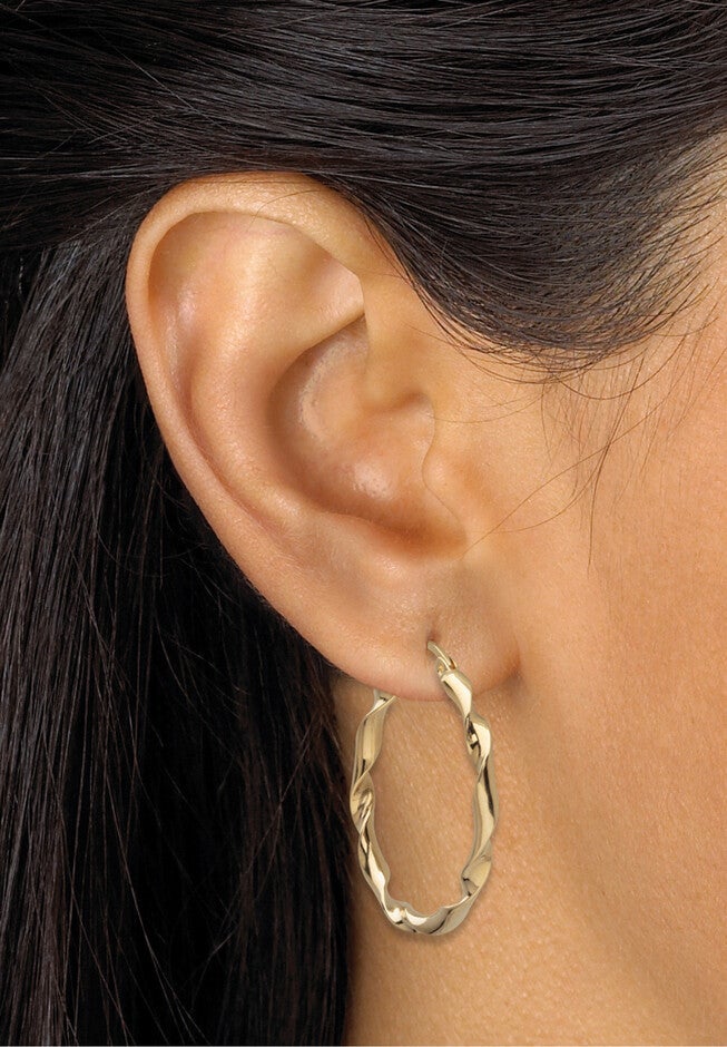 Yellow Gold Plated Sterling Silver Twisted Hoop Earrings (30Mm) Jewelry, , alternate image number null
