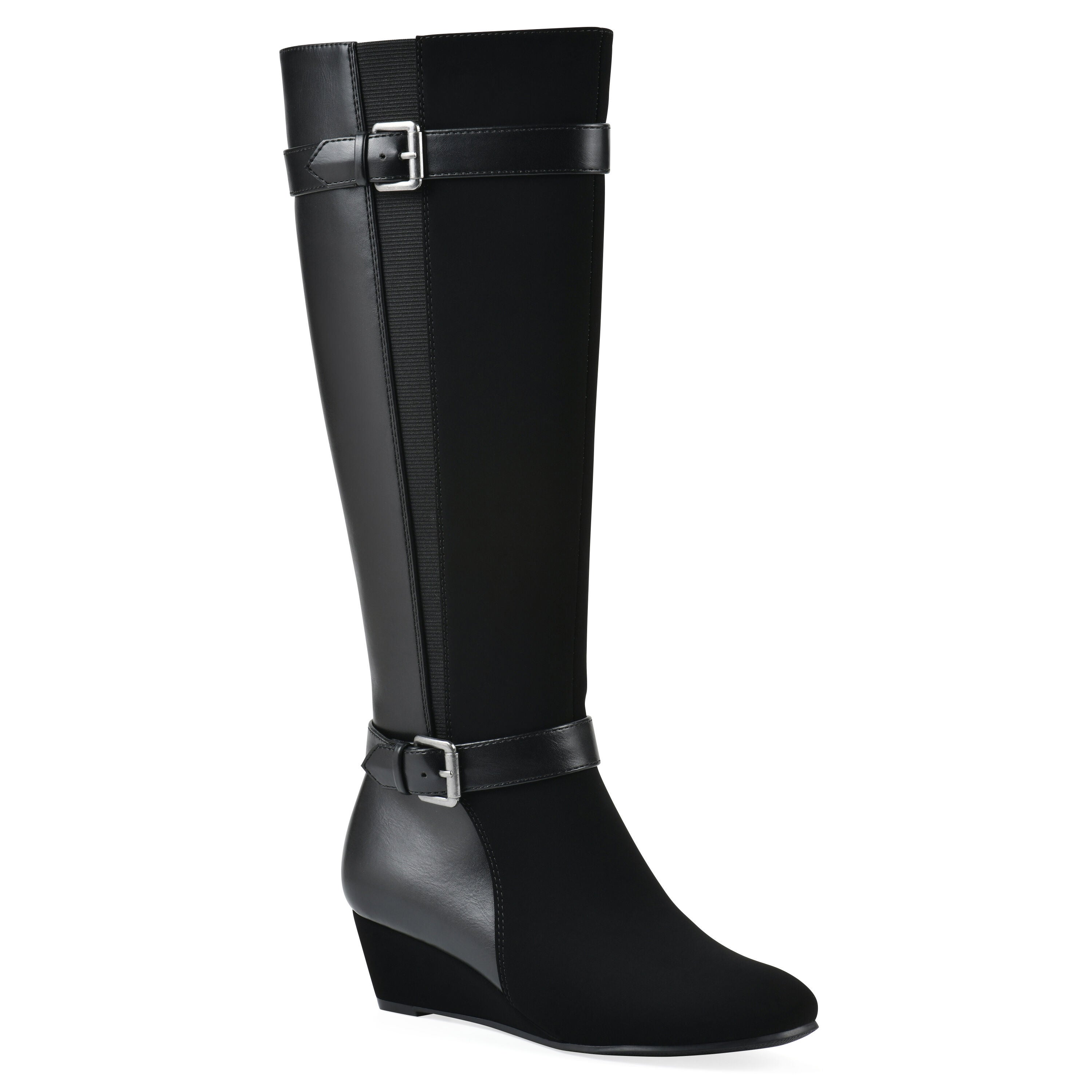 Cheers Tall Shaft Wide Calf Wedge Boot, BLACK, hi-res image number 0