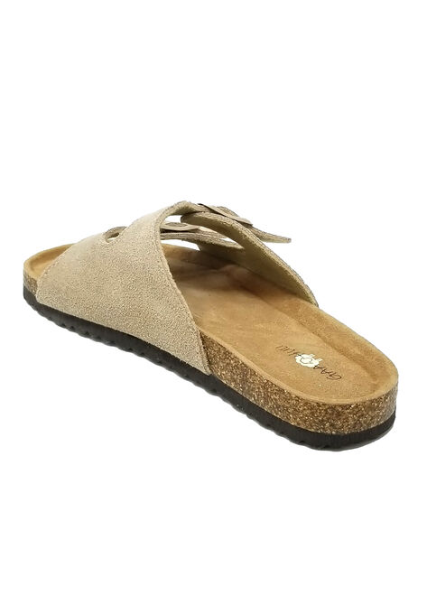 Suede Leather 2 Strap Footbed Sandal, , on-hover image number null