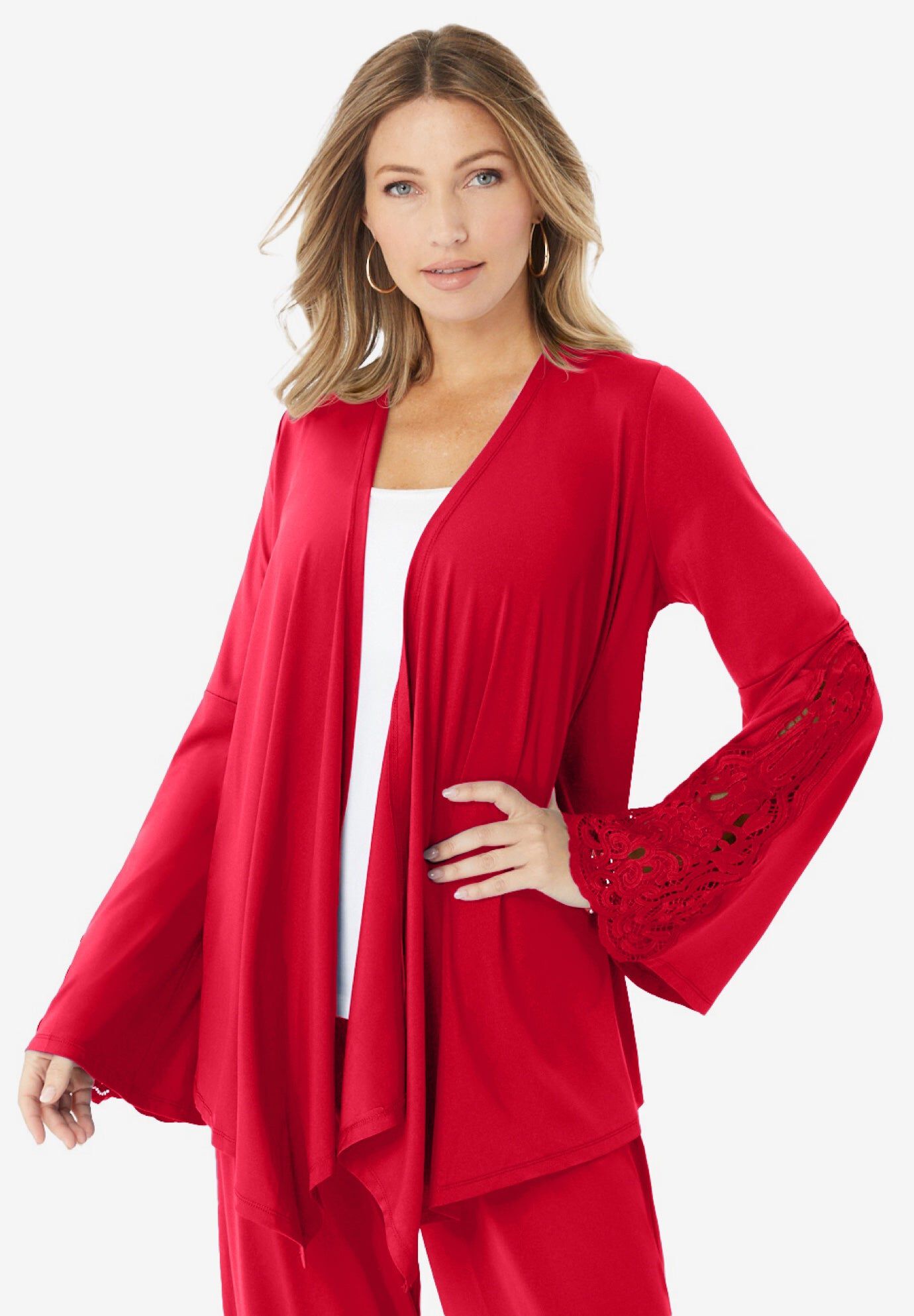 Plus-Size Bell-Sleeve Cardigan