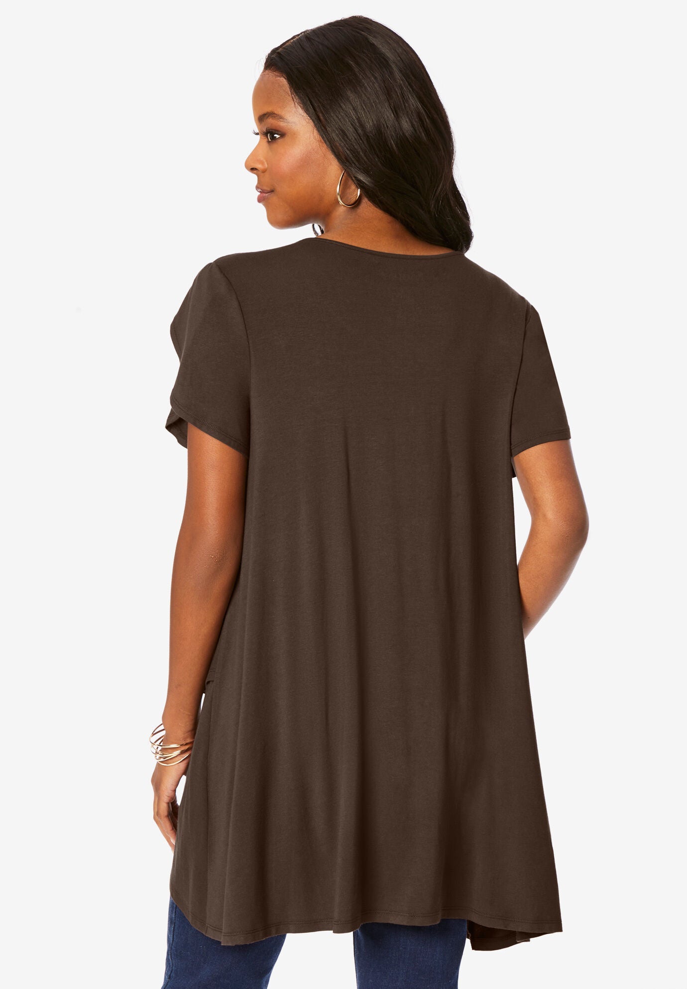 Lace Tulip Hem Tunic, SUNSET CORAL, on-hover image number 1