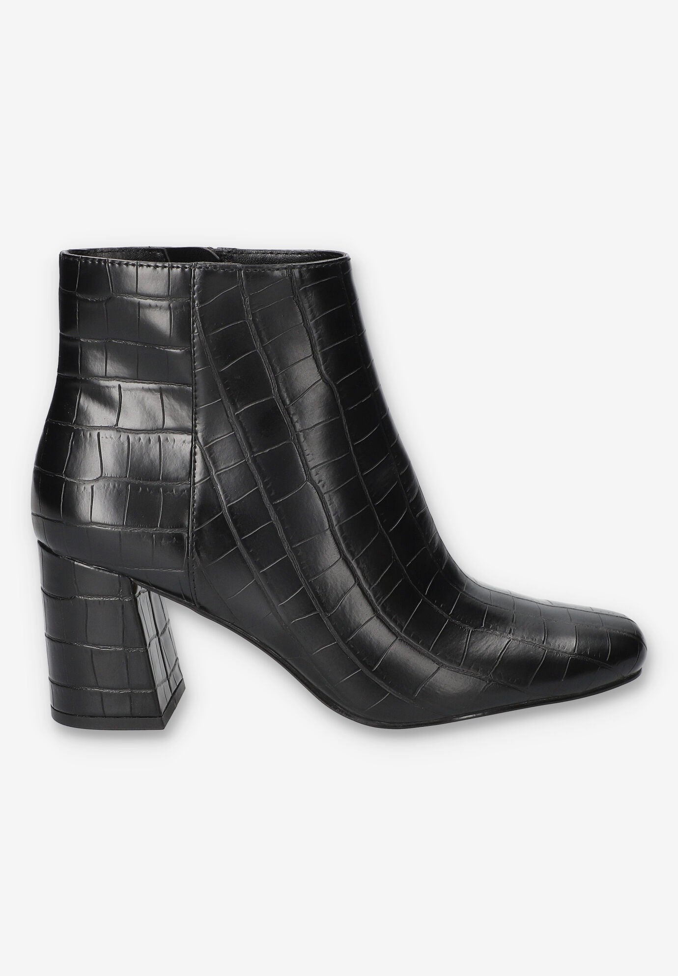 Wilma Square Toe Ankle Boot, BLACK CROCO, alternate image number 2