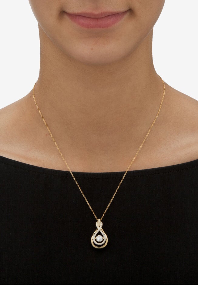 1.25 Tcw "Cz In Motion" Drop Necklace 14K Gold-Plated Sterling Silver, , alternate image number 2