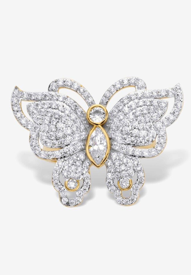 Yellow Gold-Plated Marquise Cut Butterfly Ring, , alternate image number 3