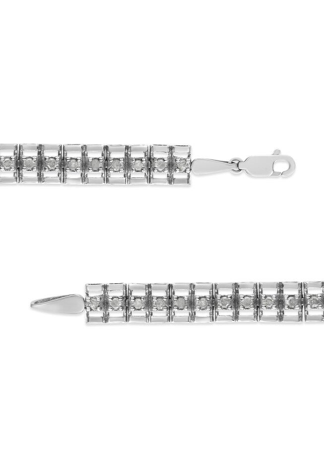 Sterling Silver 1/2 Cttw Diamond Doublelink Tennis Bracelet, , alternate image number null