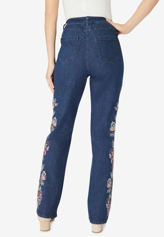 Invisible Stretch® Contour Embroidered Bootcut Jean, , on-hover image number 1