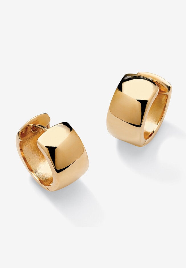 Yellow Gold over Sterling Silver Huggie Hoop Earrings, GOLD, hi-res image number 0