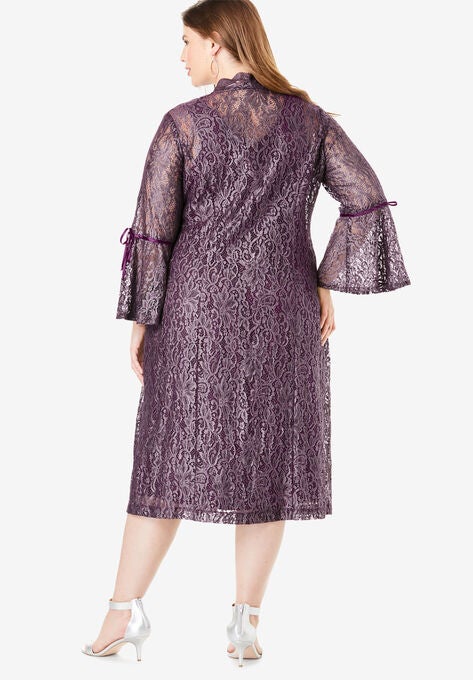 Lace Duster Jacket Dress Set, , on-hover image number null