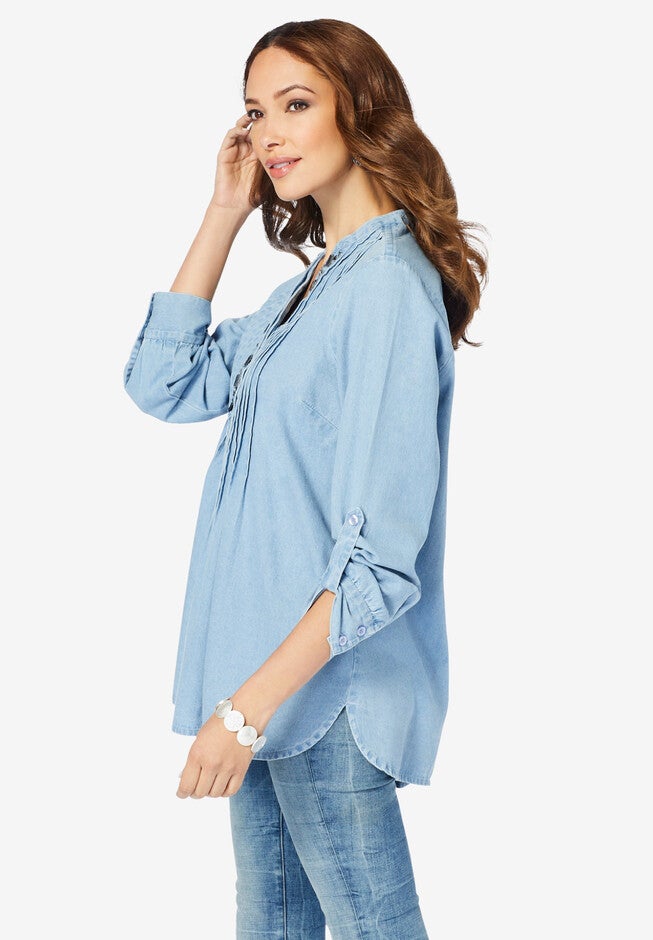 Jeweled Y-Neck Big Shirt, , alternate image number null