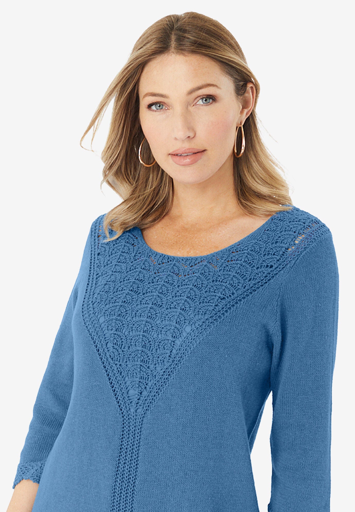 Lace Knit Pullover Sweater, , alternate image number 3