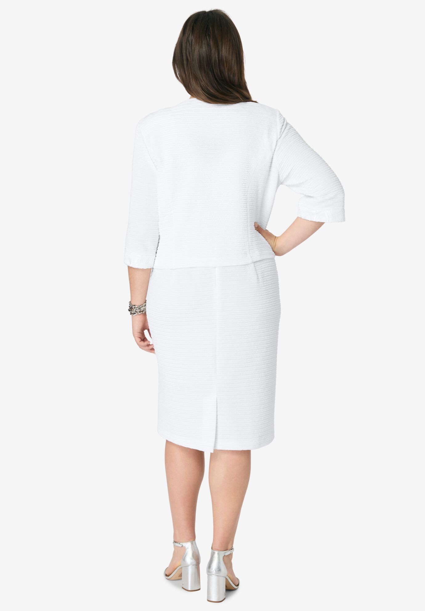 Sweetheart Sheath Dress and Jacket Set, WHITE, on-hover image number 1