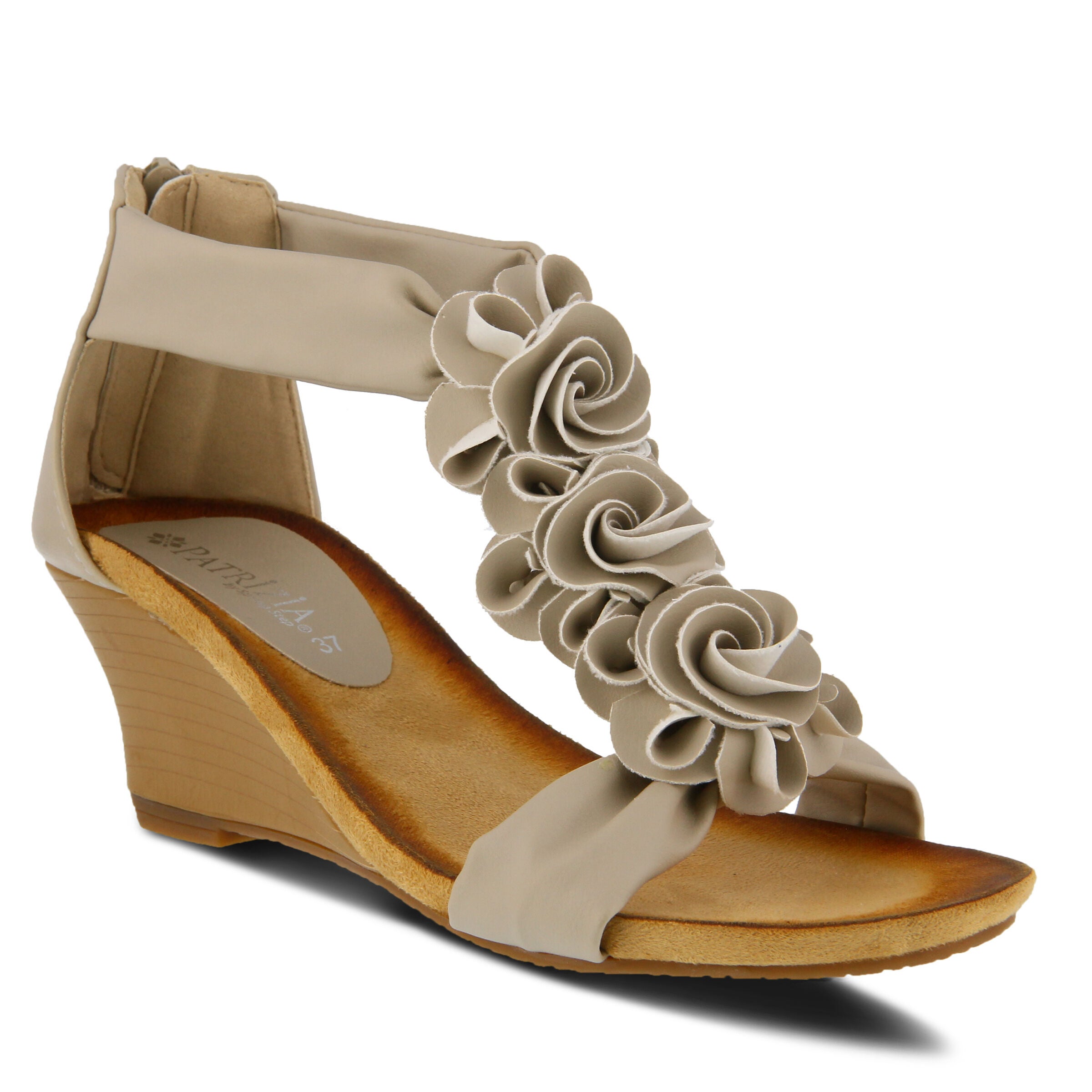Harlequin Closed Back T-Strap Wedge Sandal, BEIGE, hi-res image number 0