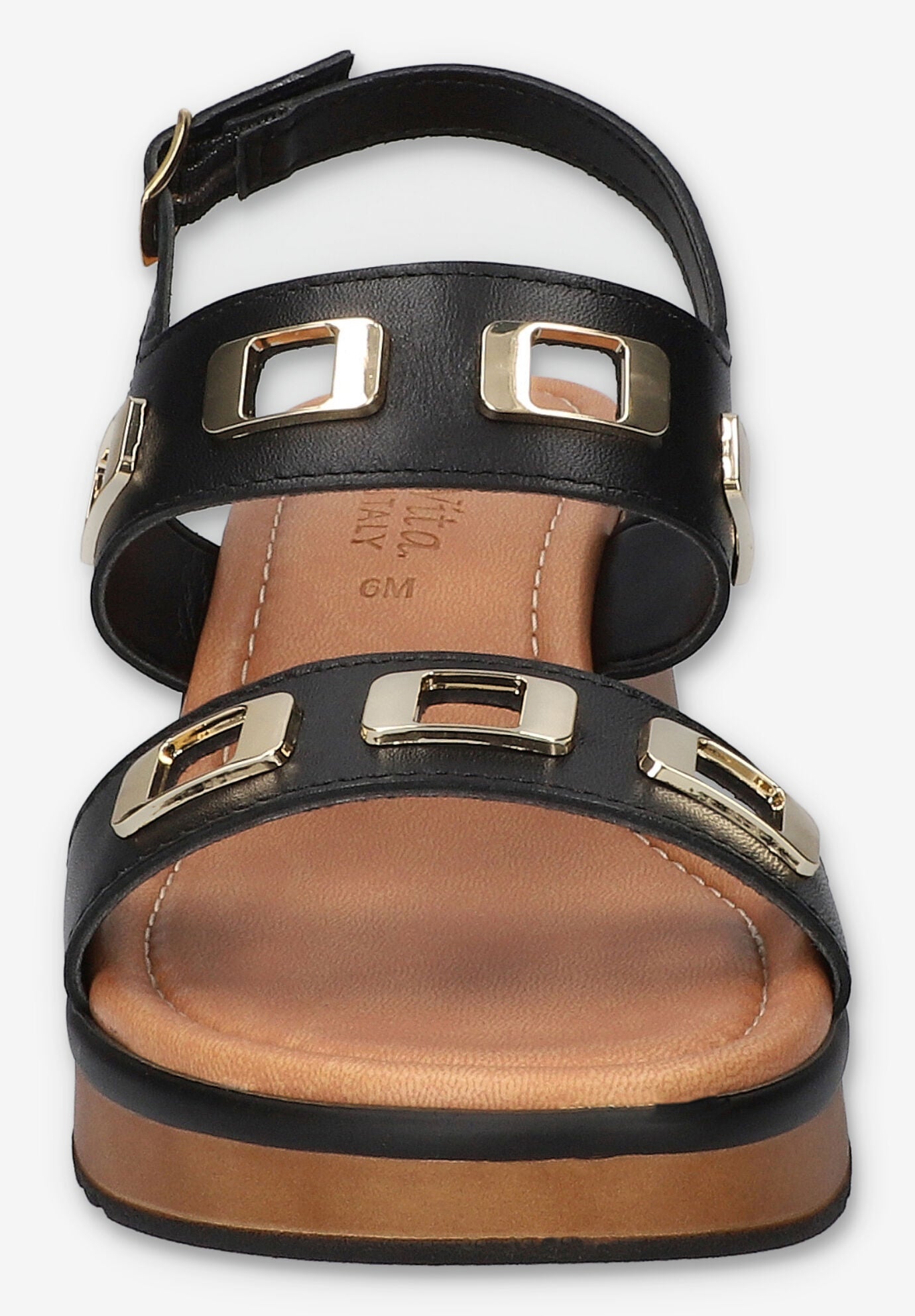 Vic-Italy Wedge Sandal, BLACK LEATHER, on-hover image number 1