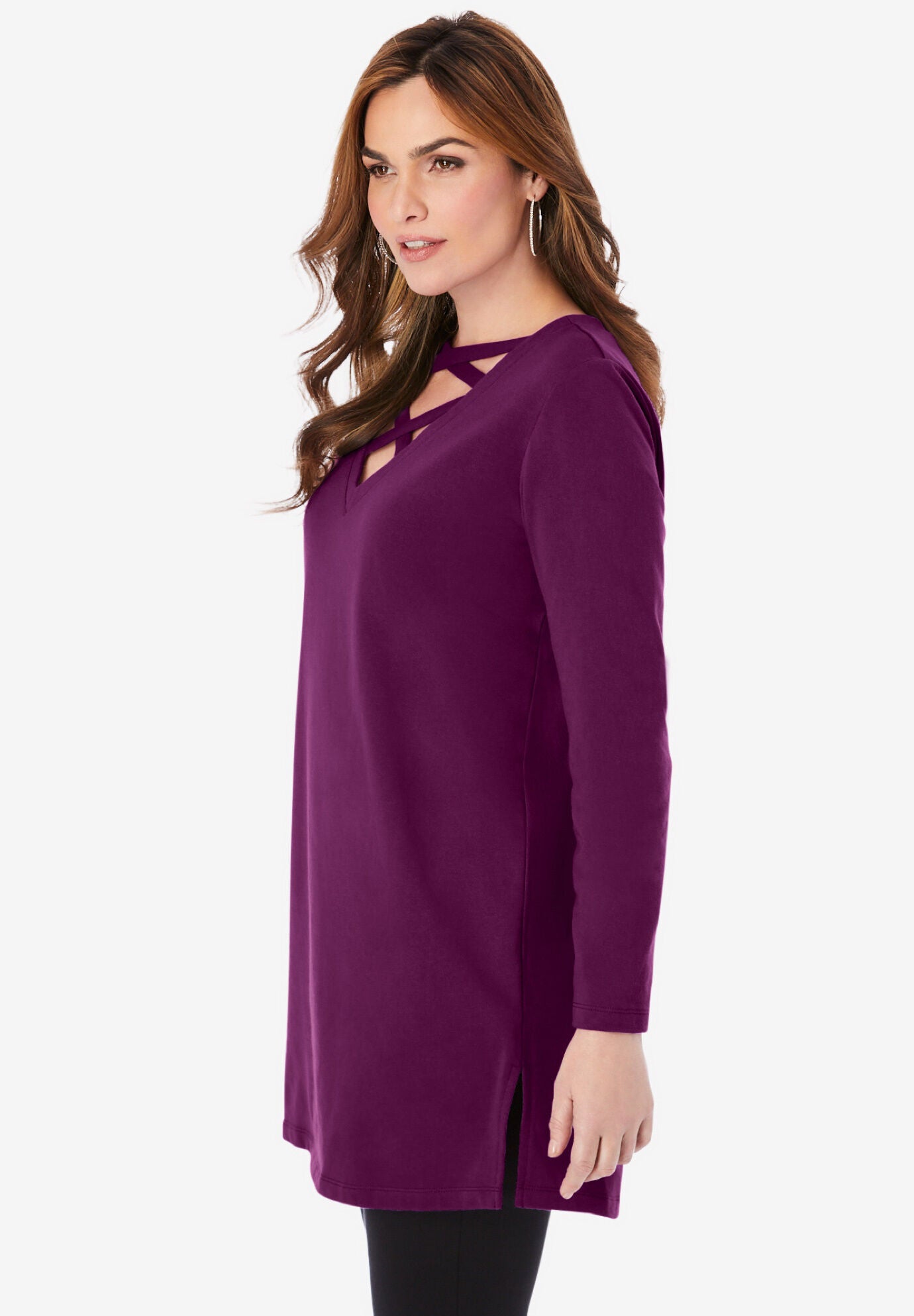 Crisscross Sweatshirt Tunic, , alternate image number 2