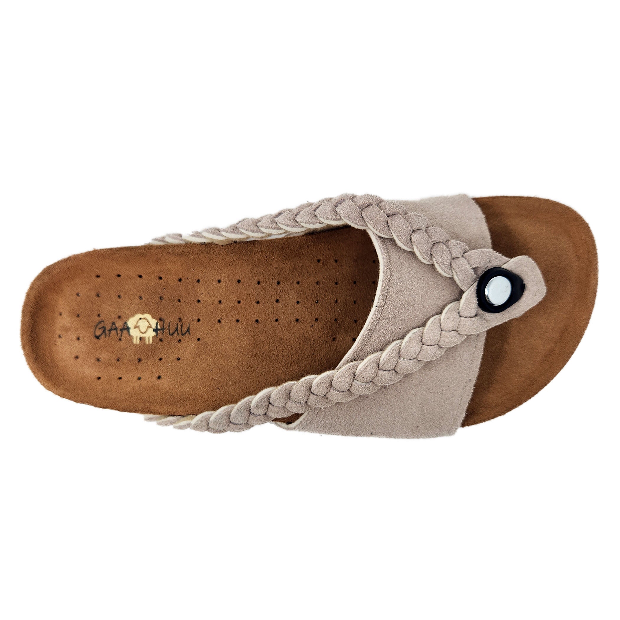 Leather Braided Thong Footbed Sandal, TAN, alternate image number 2