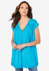 V-Neck Henley Ultra Femme Tunic, DEEP TURQUOISE, hi-res image number null