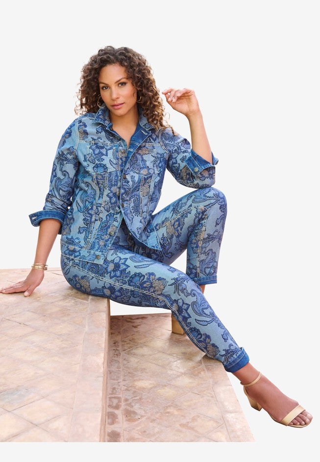 Reversible Stretch Denim Jacket, , alternate image number 4