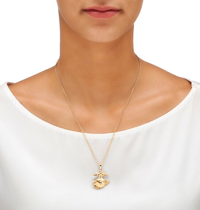 Marine Corps Pendant Necklace Gold-Plated 20 inches, GOLD, alternate image number null