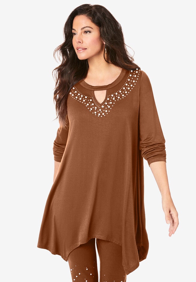 Keyhole Ultra Femme Tunic, COGNAC EMBELLISHMENT, hi-res image number 0