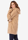 Hooded Textured Fleece Coat, , alternate image number 2
