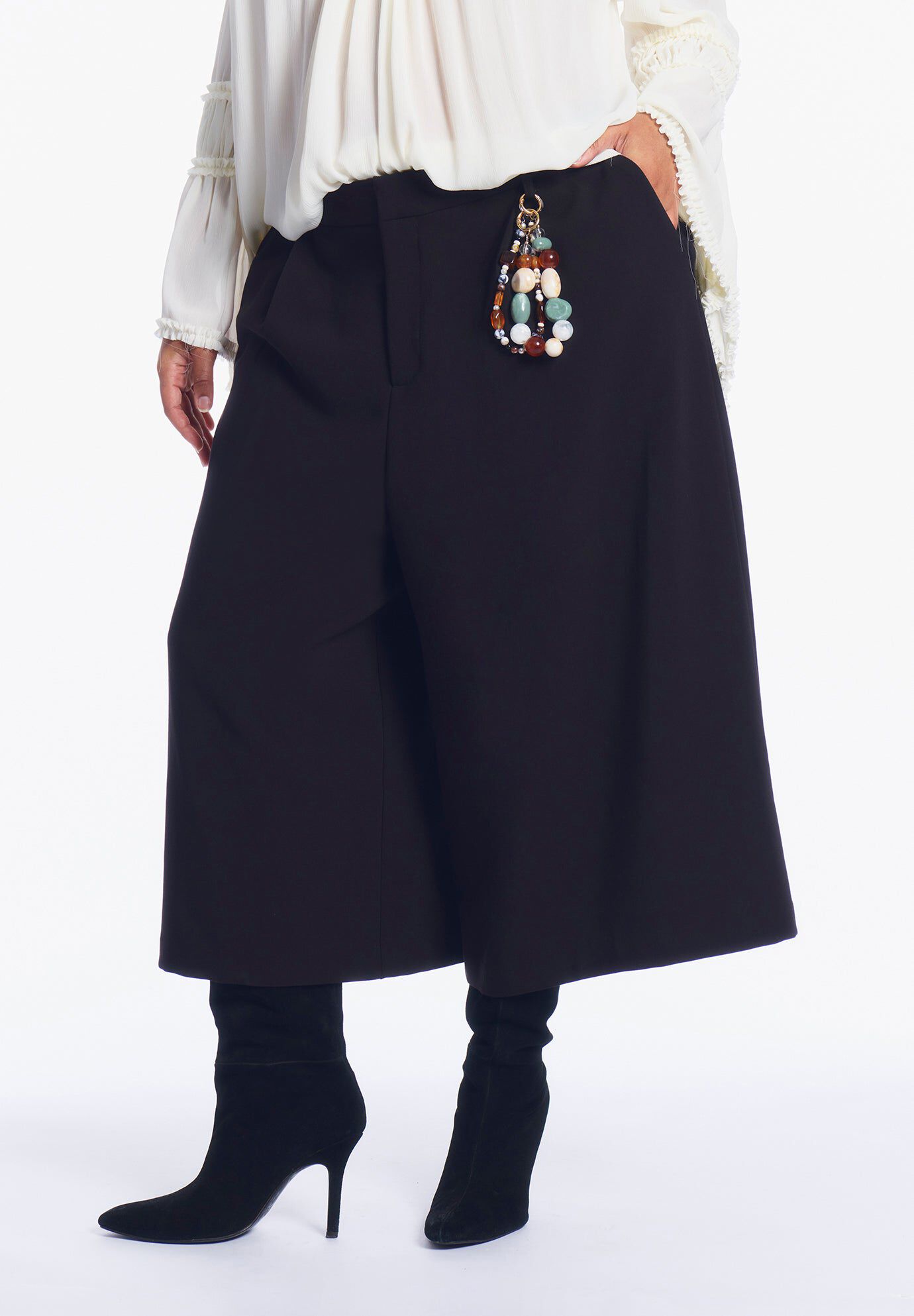 Pleated Wide-Leg Culottes