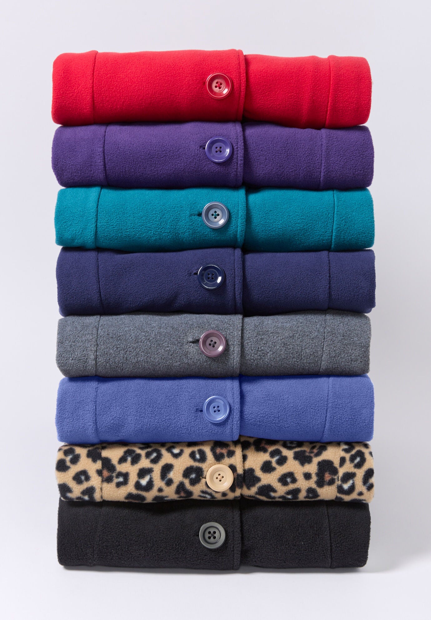 Plus Size Button Up Fleece Jacket, , alternate image number 4