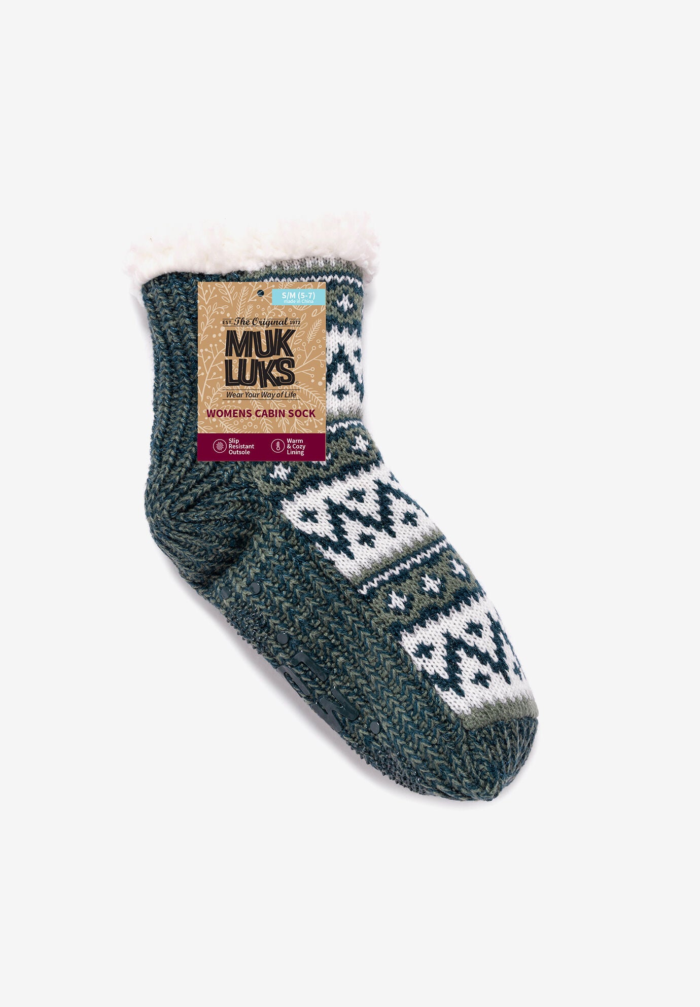 1-Pair Pieced Cabin Socks, , alternate image number 2