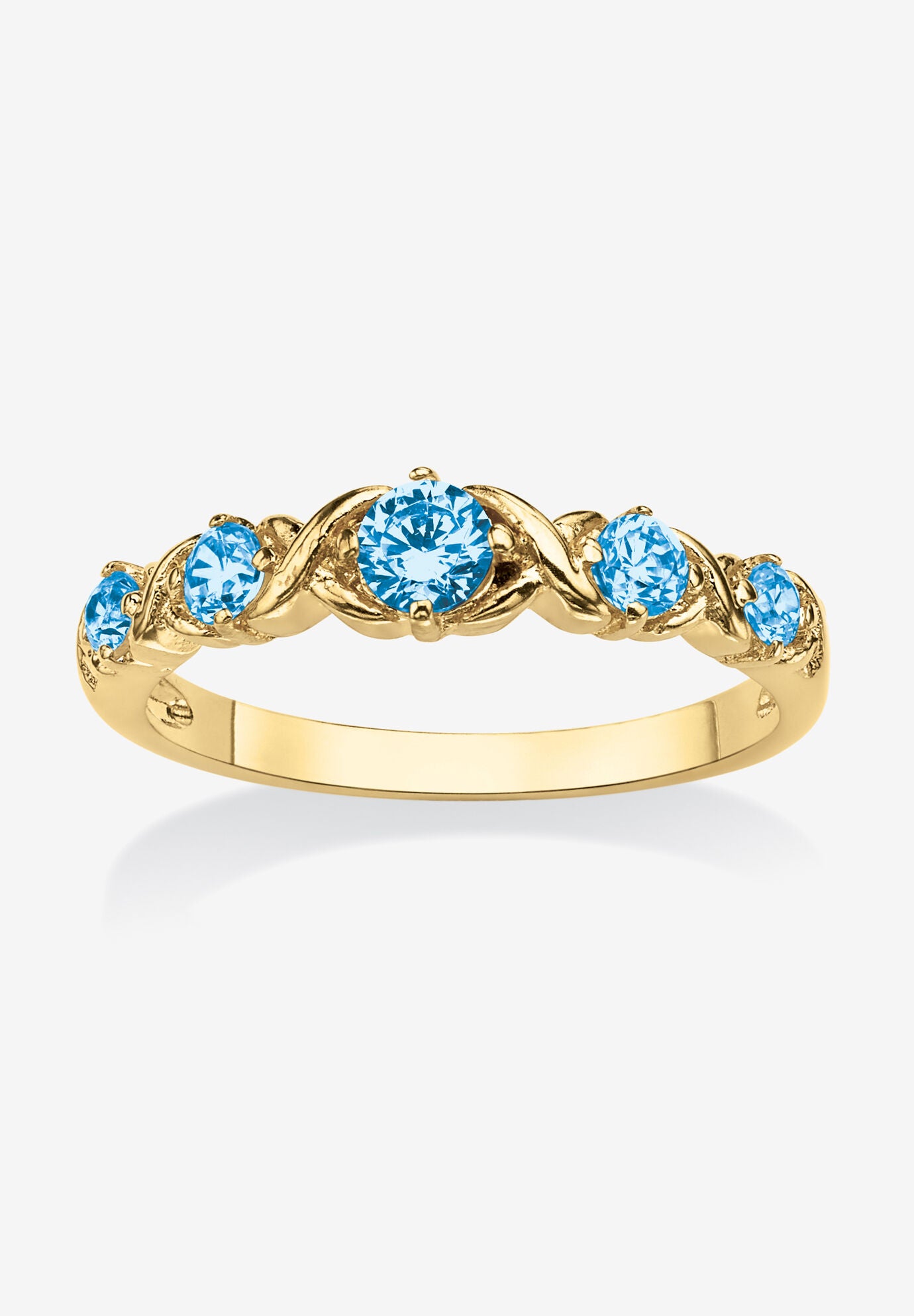 Yellow Gold-Plated Simulated Birthstone Ring, MARCH, hi-res image number 0