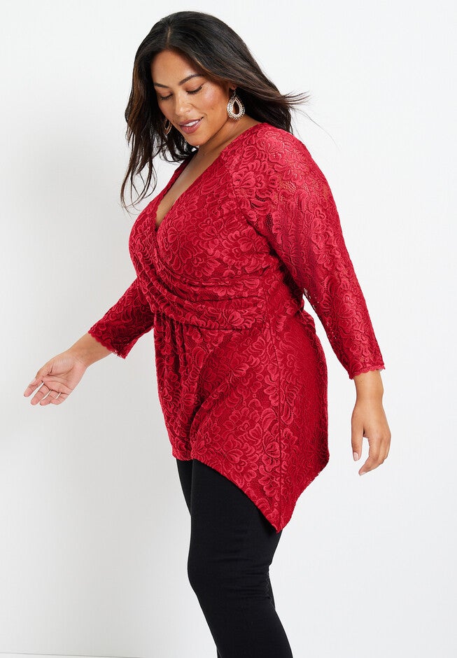 Faux Wrap Lace Top, , alternate image number null