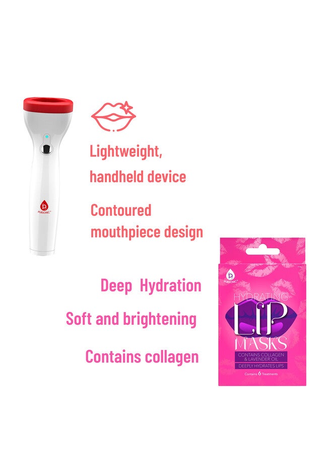 Lip Care Power Duo: Hydrating Lip Masks (Pack Of 6) And Automatic Fuller Lip Plumper Device, , alternate image number 2