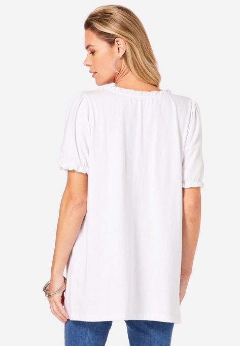 Ruffled Henley Tee, , on-hover image number null