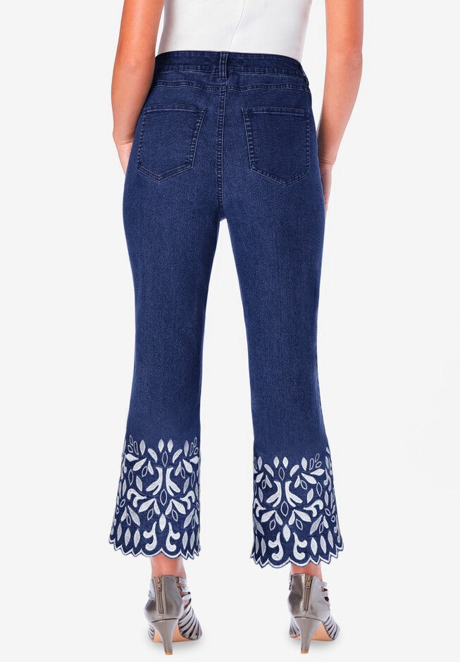 Straight-Leg Embroidered Jeans, , alternate image number null