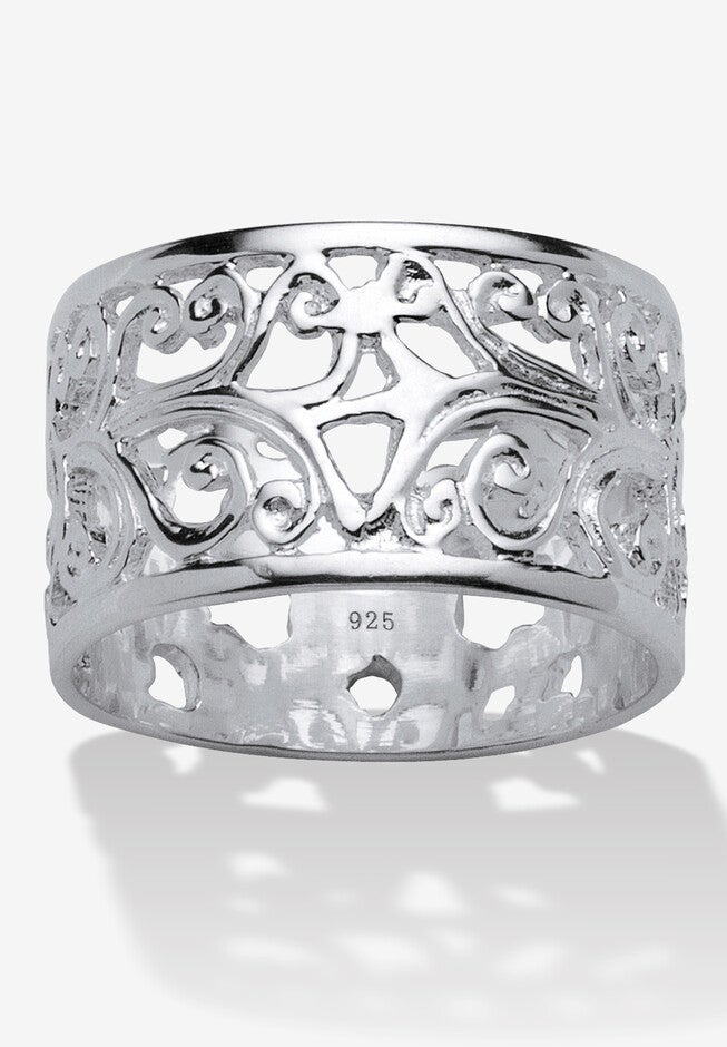 Filigree Vintage-Style Ring In .925 Sterling Silver Jewelry, SILVER, hi-res image number 0