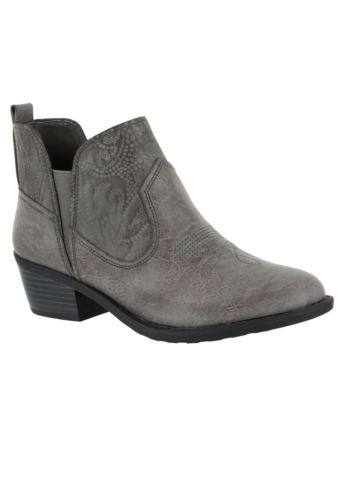 Legend Booties by Easy Street&reg;, GREY EMBOSSED, hi-res image number 0