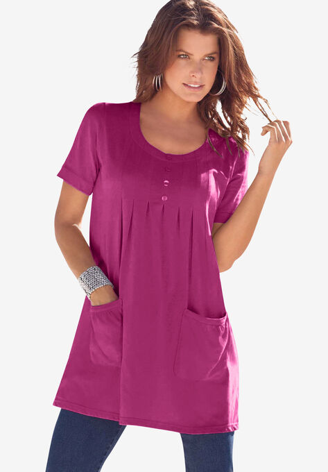 Two-Pocket Soft Knit Tunic, RASPBERRY, hi-res image number null