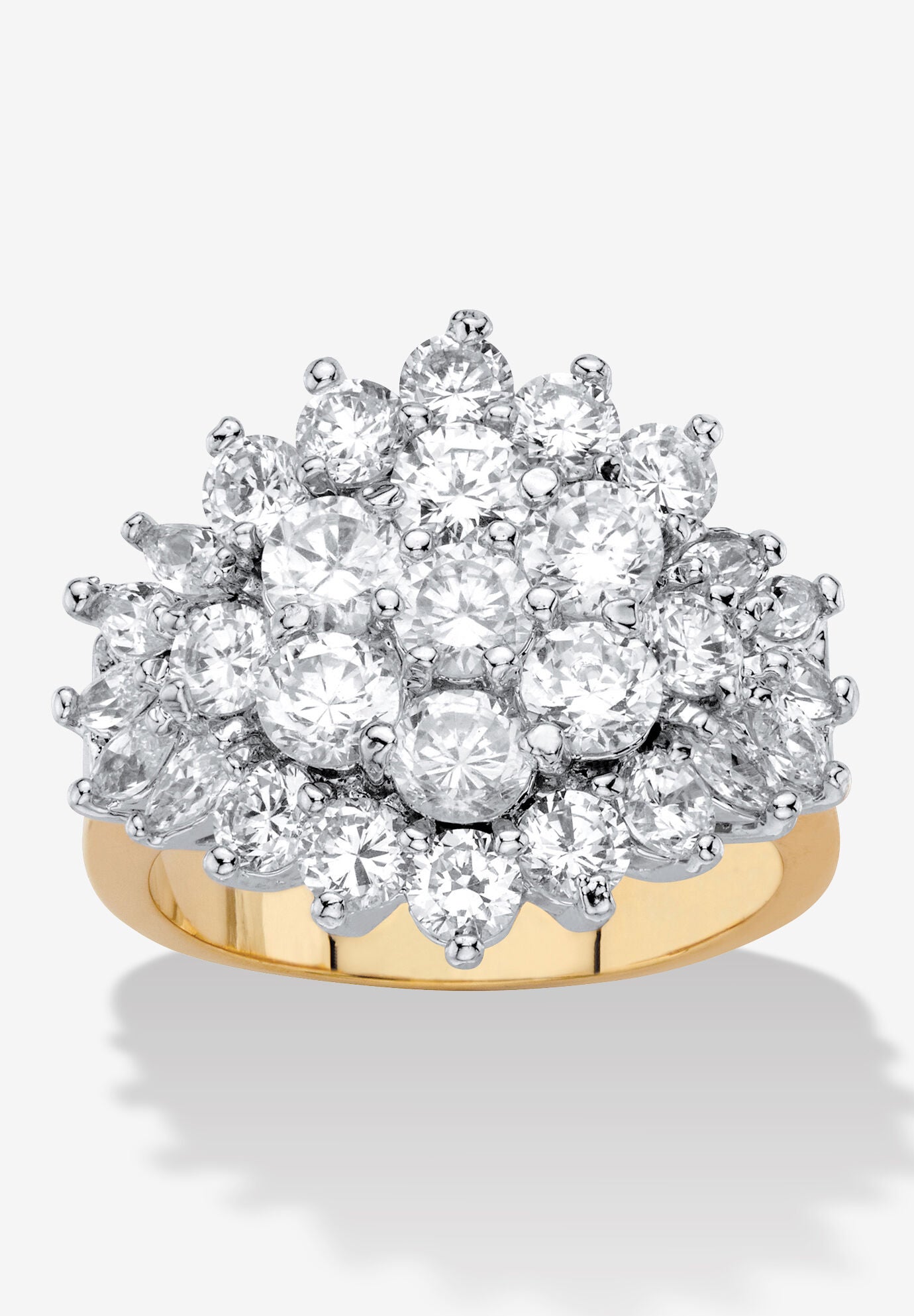 4.25 Cttw 18K Gold Plated Cubic Zirconia Cubic Zirconia Cluster Cocktail Ring