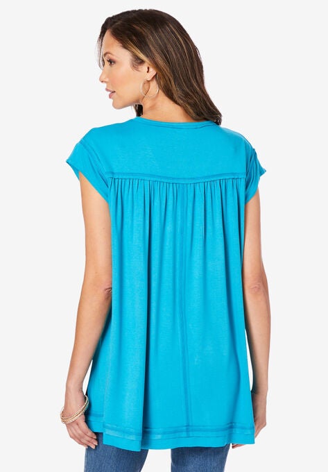V-Neck Henley Ultra Femme Tunic, , on-hover image number null