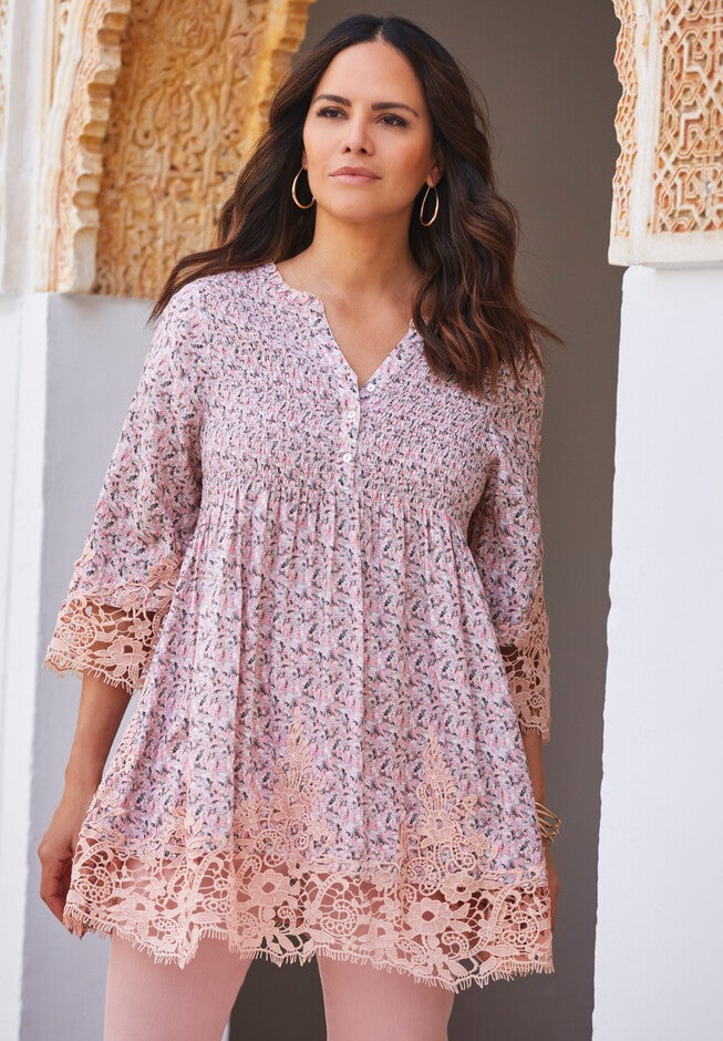 Embroidered Smocked Blouse, , alternate image number 4