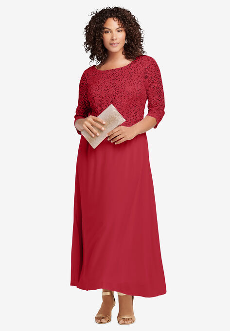 Lace Popover Dress, CLASSIC RED, hi-res image number null