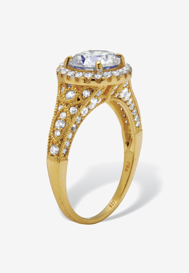 2.86 Tcw Round Cubic Zirconia Engagement Ring, , on-hover image number 1