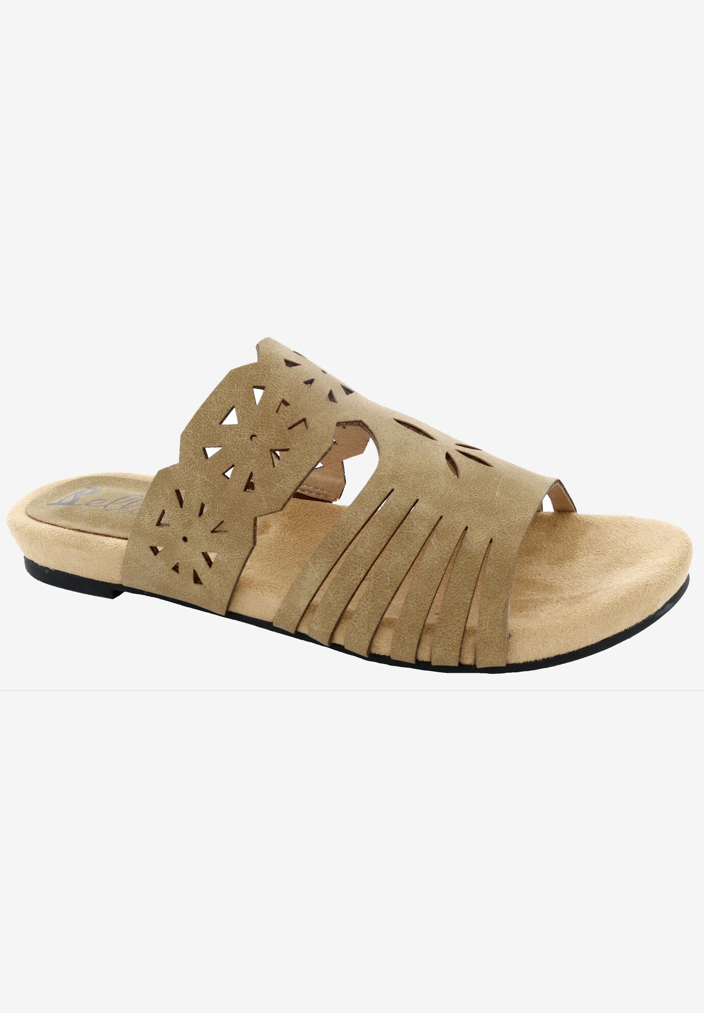 Nikole Slide Sandal, KHAKI FAUX NUBUCK, hi-res image number 0