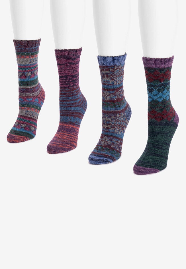 4 Pack Fairisle Crew Socks, , alternate image number 2