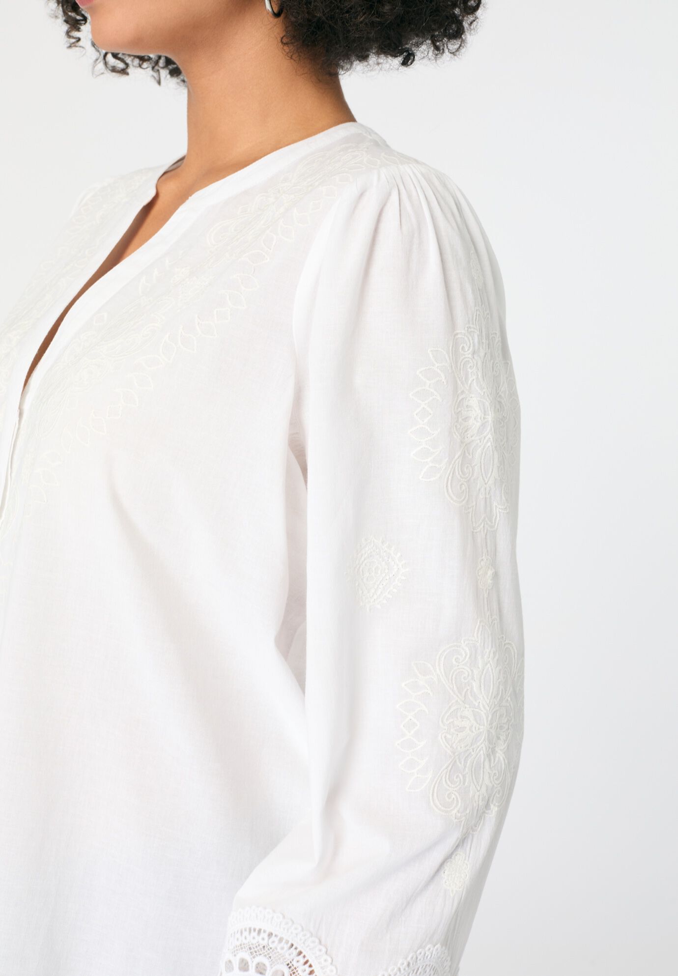 Lace-Trim Blouse, WHITE IVORY EMBROIDERY, alternate image number 4