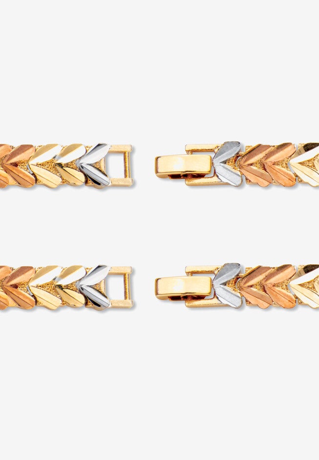 Tri Tone Foxtail Link 18 inches Necklace And 7 inches Bracelet Set Jewelry, , on-hover image number 1