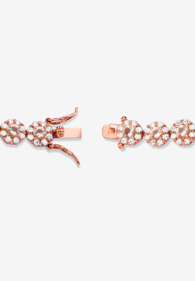 14.70 Tcw Simulated Pink Morganite And Cz Rose Gold-Plated Bracelet 7.5 inches, , on-hover image number null