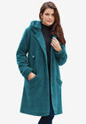 Hooded Button-Front Sherpa Coat, DEEP LAGOON, hi-res image number null